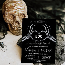 Invitación Halloween Baby Shower Skeleton Heart Little Boo