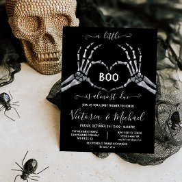 Invitación Halloween Baby Shower Skeleton Heart Little Boo In