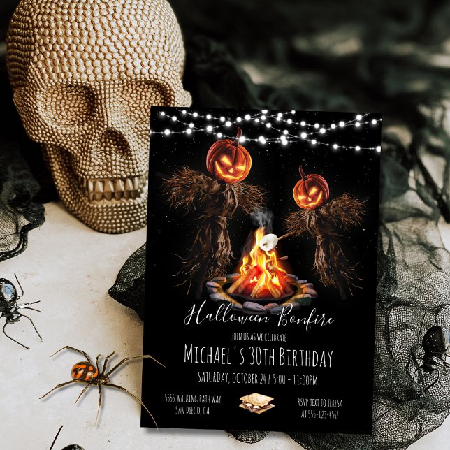 Invitación Halloween Backyard Chatarra de fuego de luces (Subido por el creador)