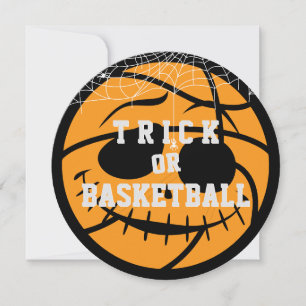 Invitación Halloween Basket Ball Trick o Básquetbol Cumpleaño