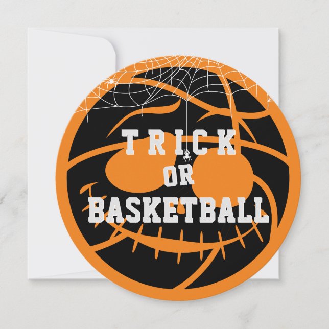 Invitación Halloween Basket Ball Trick o Básquetbol Cumpleaño (Anverso)