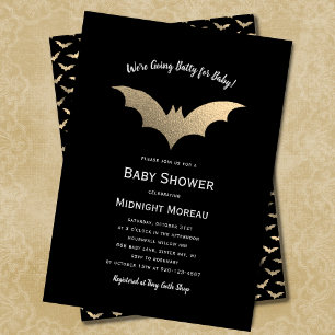 Invitación Halloween bats Black Baby Shower