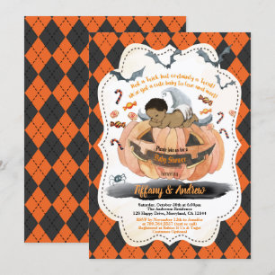 Invitación Halloween bebé ducha calabaza espeluznante