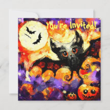 Halloween Big Eye Bat Moon Jack-o-Lantern Bats