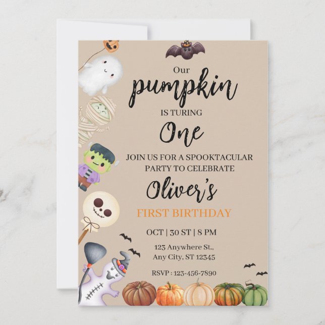 Invitación  Halloween Birthday (Anverso)