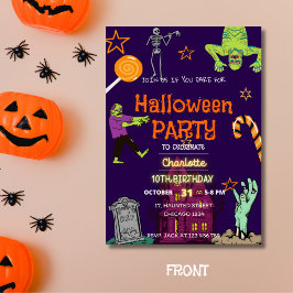Invitación Halloween Birthday Kids Editable Template