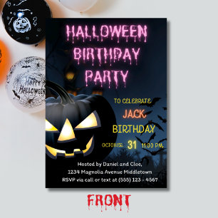 Invitación Halloween Birthday Party Editable Template