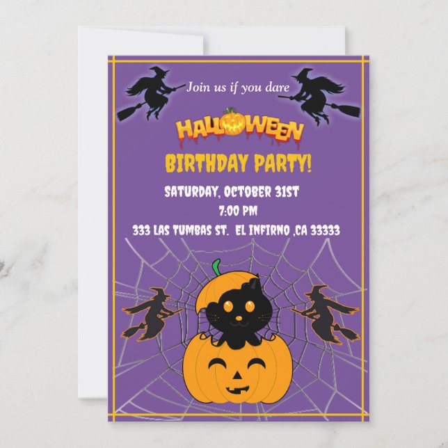 Invitación Halloween Bithday party (Anverso)