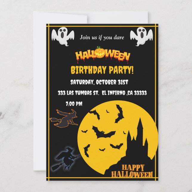 Invitación Halloween Bithday party (Anverso)