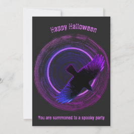 Invitación Halloween Black and Purple Crow