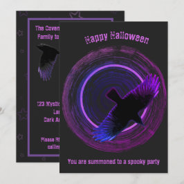 Invitación Halloween Black and Purple Crow