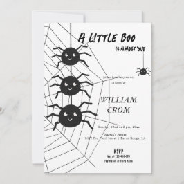Invitación Halloween Black And White Spider Web Baby Shower