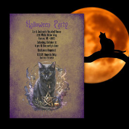 Invitación Halloween Black Cat Fiesta