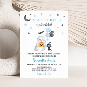 Invitación Halloween Blue A Little Boo Baby Shower