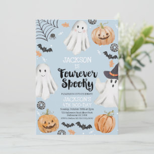 Invitación Halloween Blue Fourever Spooky 4º cumpleaños