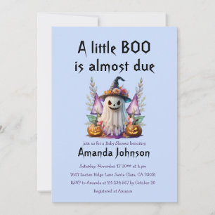 Invitación Halloween Blue Little Boo Ghost Boy Baby Shower