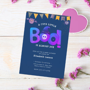 Invitación Halloween Blue Themed Baby Shower Cute Fiesta
