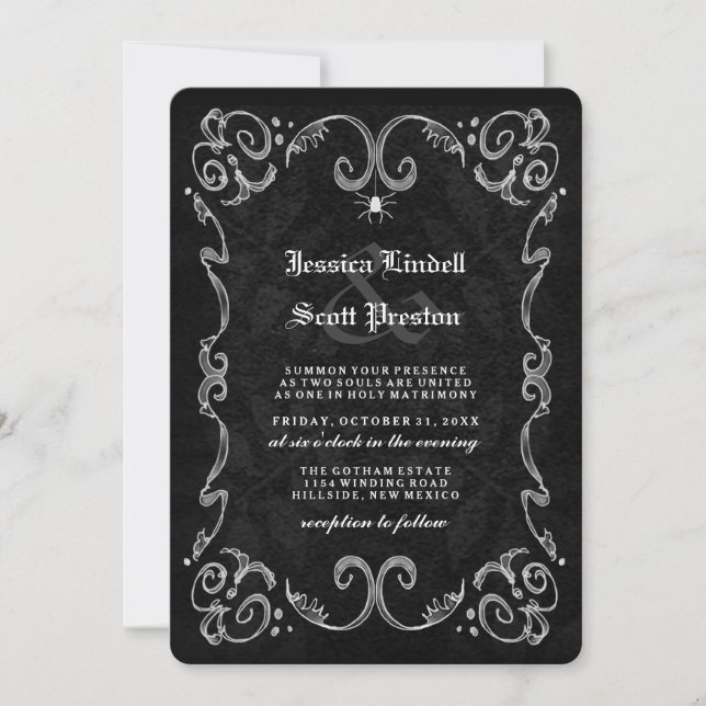 Invitación Halloween Boda Black Gothic ATRÁS (Anverso)