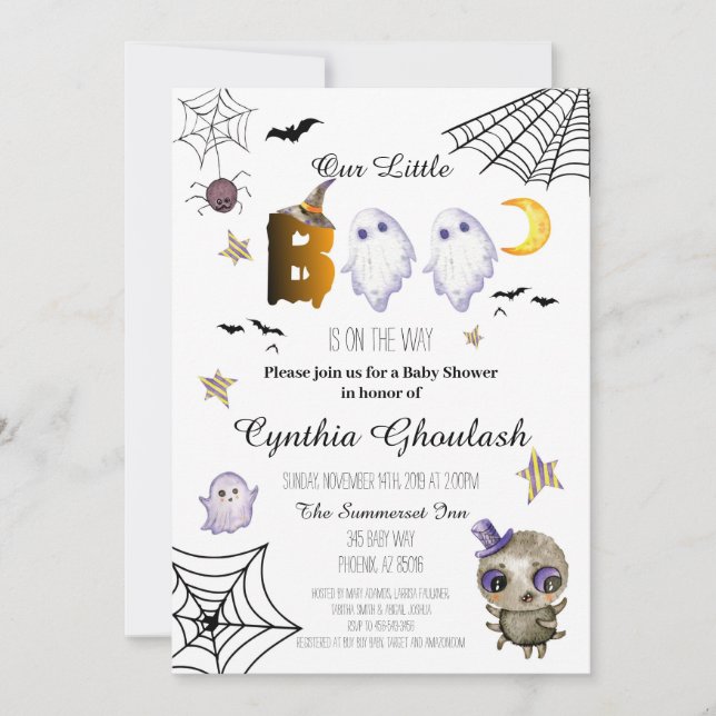 Invitación Halloween Boo Ghost Baby Shower (Anverso)