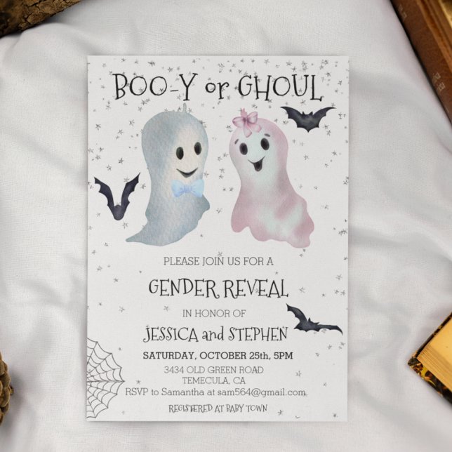 Invitación Halloween Boo-y y Revelación de Sexo Fantasmas y D (Subido por el creador)