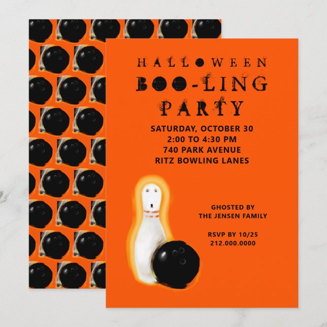 Invitación Halloween Bowling Party Invitations (Anverso / Reverso)