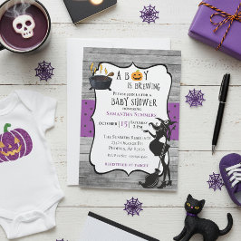 Invitación Halloween Boy está preparando Baby Shower de Bruji