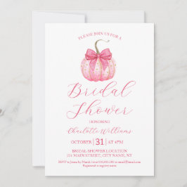 Invitación Halloween Bridal Shower Coquette Bow Pink