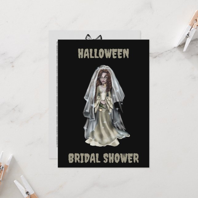 Invitación Halloween Bridal Shower Inviation Spooky Bride (Anverso/Reverso In Situ)
