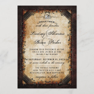 Invitación Halloween Brown gótico "así como" el esqueleto