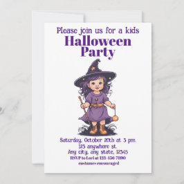 Invitación Halloween bruja 16 niños, hechicera encantadora