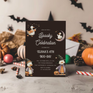 Invitación Halloween Bruja ganso fantasmal niños cumpleaños