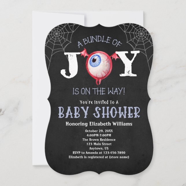 Invitación Halloween Bundle Of Joy Creepy Eye Baby Shower (Anverso)