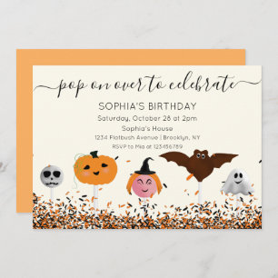 Invitación Halloween-Cake Pop-Neutral-Cumpleaños