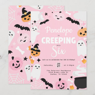 Invitación Halloween Calabaza de fantasma 6to cumpleaños