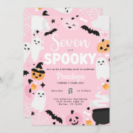 Invitación Halloween Calabaza Fantasma Cuta Séptima Fiesta de
