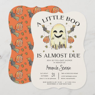 Invitación Halloween Calabaza Fantasma Pequeño Bote Baby Show