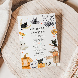 Invitación Halloween Calabaza Fantasma Un Pequeño Bote Baby S
