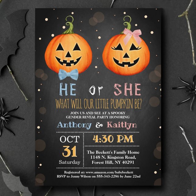 Invitación Halloween Calabaza género revelar Fiesta (Subido por el creador)