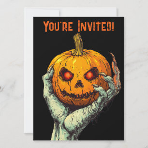 Invitación Halloween Calabaza Ghoul Mano de Crepancia