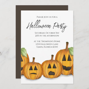 Invitación Halloween Calabaza simple calabaza QR Código Medio