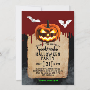 Invitación Halloween Calabaza Spooktacular Derrame de sangre