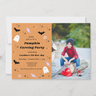 Invitación Halloween Calabaza tallada Cumpleaños