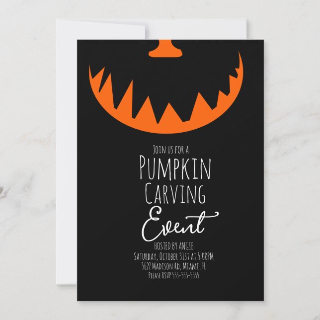 Invitación Halloween Calabaza tallando Fiesta evento espumoso (Anverso)
