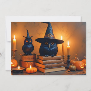 Invitación Halloween Calabazas de búho Cute Spooky Festividad