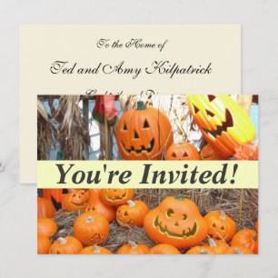 Invitación Halloween calabazas de calabazas de naranja de lin