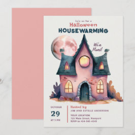Invitación Halloween Casa Calentadora Nueva Casa Familiar Ros