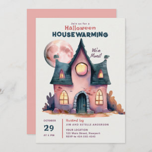 Invitación Halloween Casa Calentadora Nueva Casa Familiar Ros
