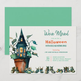Invitación Halloween Casa Calentando nueva planta de zapatos 