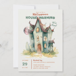 Invitación Halloween Casa Calentando Nuevo Hogar Arte De Moon