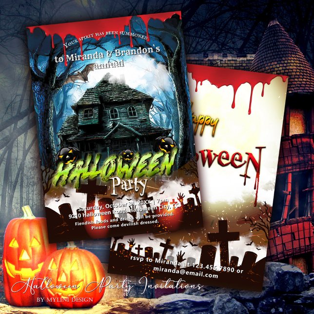 Invitación Halloween, casa embrujada y fiesta de las calabaza (Subido por el creador)